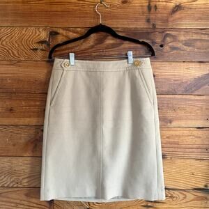 Talbots tan cotton knitted pencil skirt